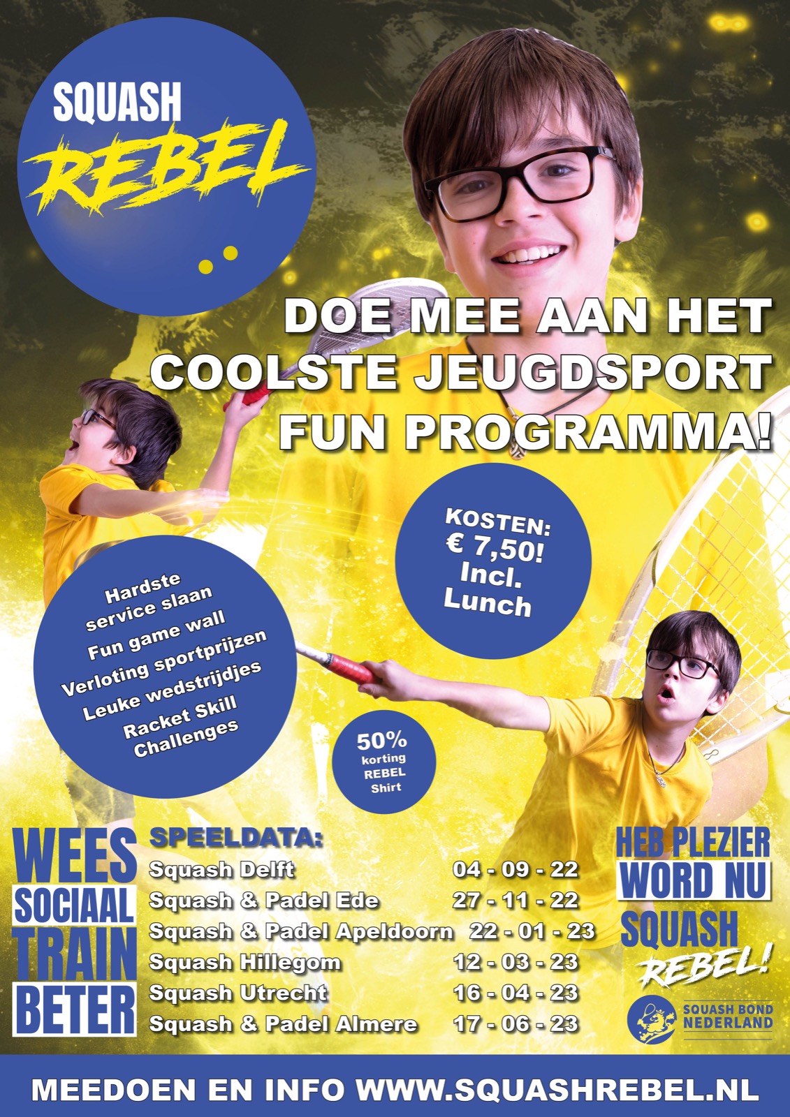 NIEUW De Squash Rebel trainingen voor alle (squash)jeugd Squash